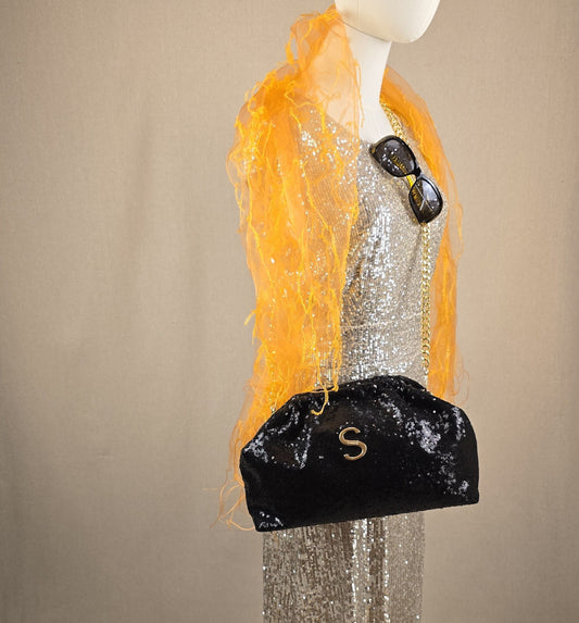 Vintage-Organza-Schal in leuchtendem Orange mit Fransenstruktur