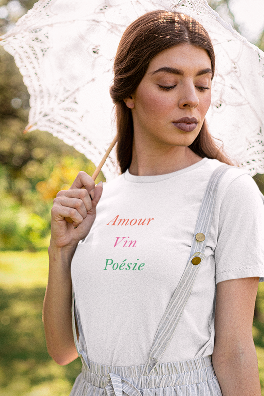 UNISEX T-Shirt „Amour Vin Poésie" Bunt1