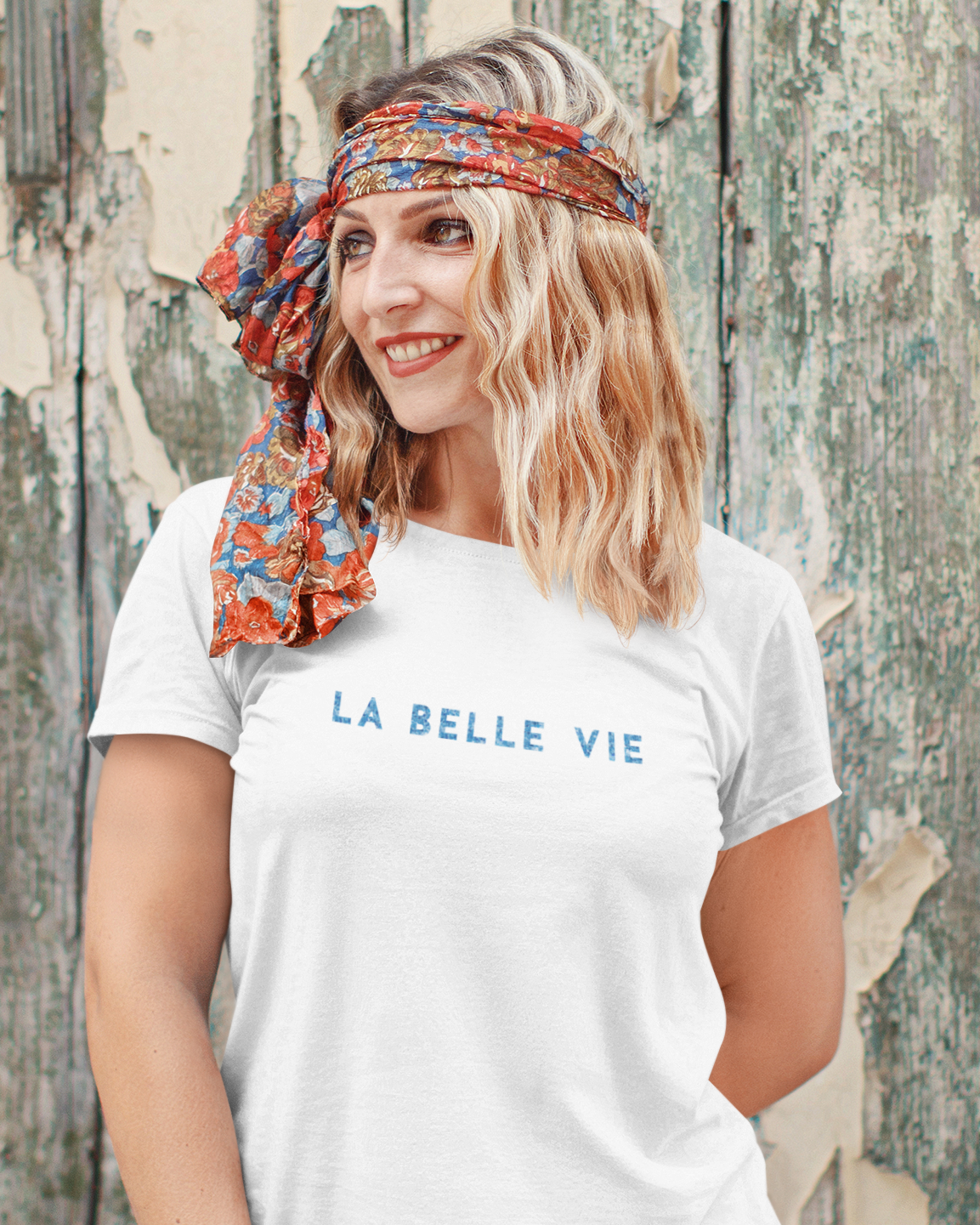 UNISEX T-Shirt la belle vie blaue schrift