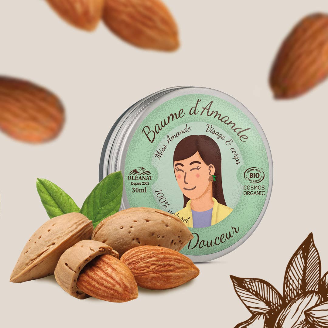 Bio Mandelbalsam von Oléanat – 30 ml im Glastiegel, sanfte Pflege für empfindliche Haut