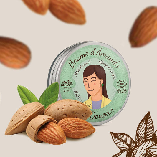Bio Mandelbalsam von Oléanat – 30 ml im Glastiegel, sanfte Pflege für empfindliche Haut