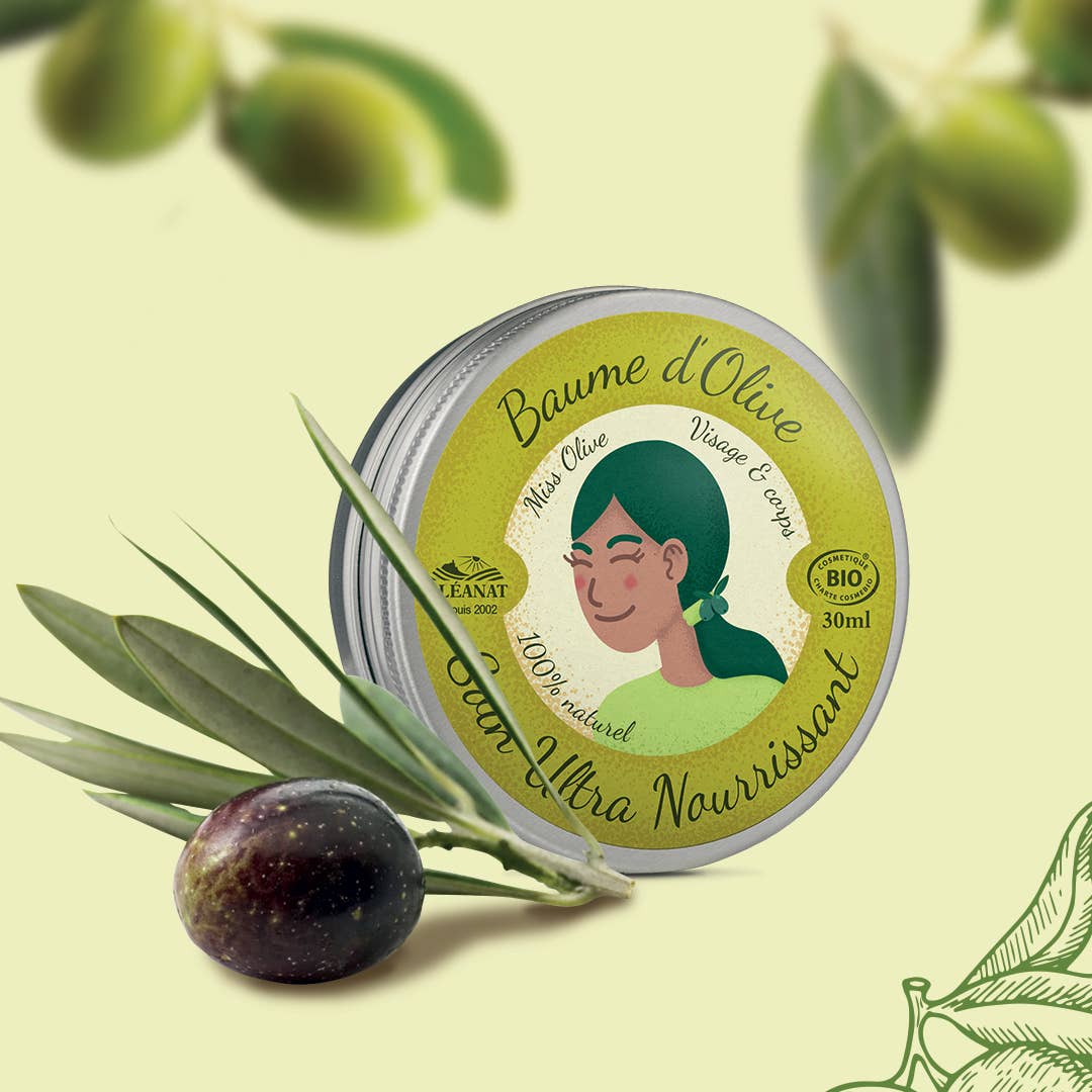 Bio Olivenbalsam von Oléanat – 30 ml Naturkosmetik in grüner Runddose