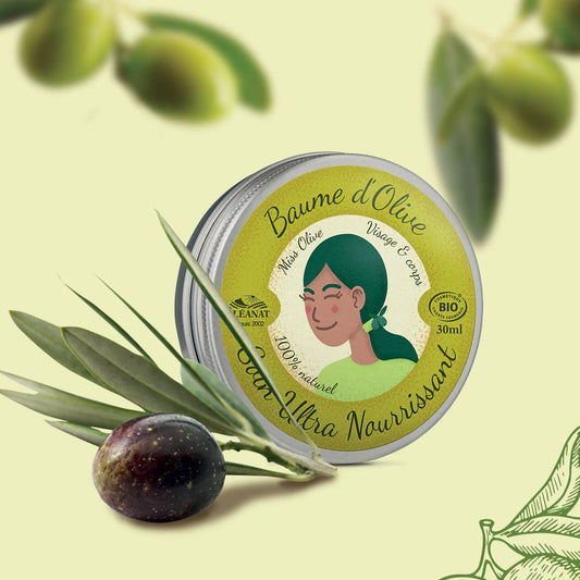 Bio Olivenbalsam von Oléanat – 30 ml Naturkosmetik in grüner Runddose