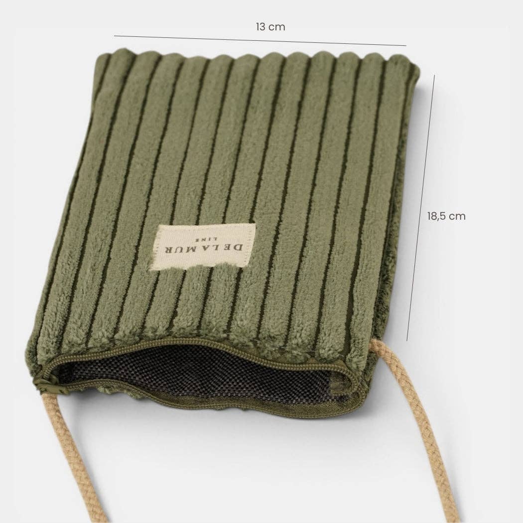 De La Mur Musgo Handytasche aus moosgrünem Breitcord
