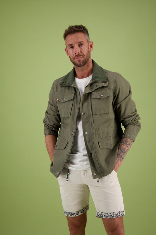 A Fish Named Fred Field Jacket Washed Cotton Green