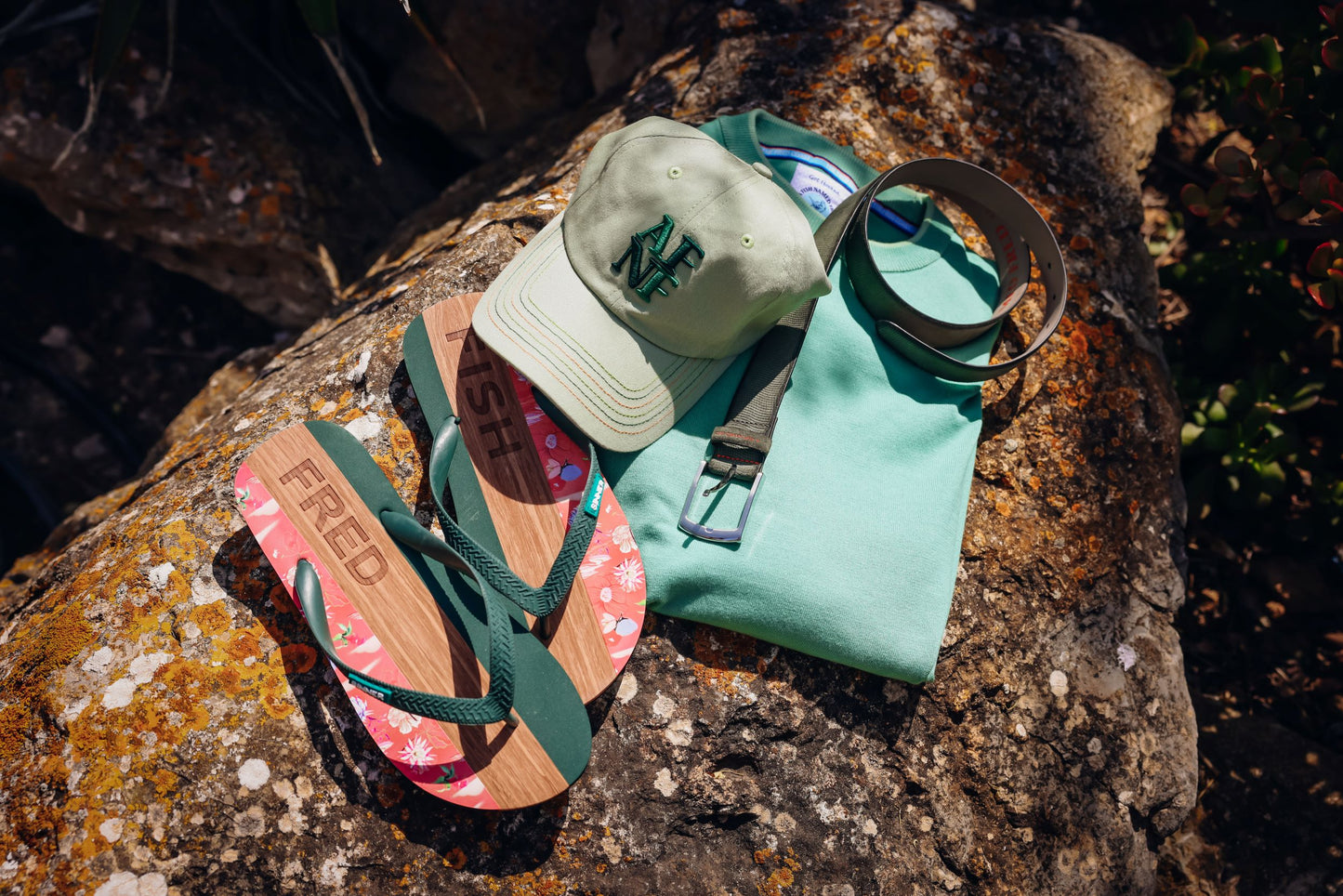 A Fish Named Fred Flip Flop Tropical Set Coral