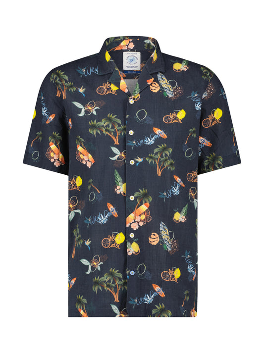 A Fish Named Fred Kurzarmhemd Tropical Navy