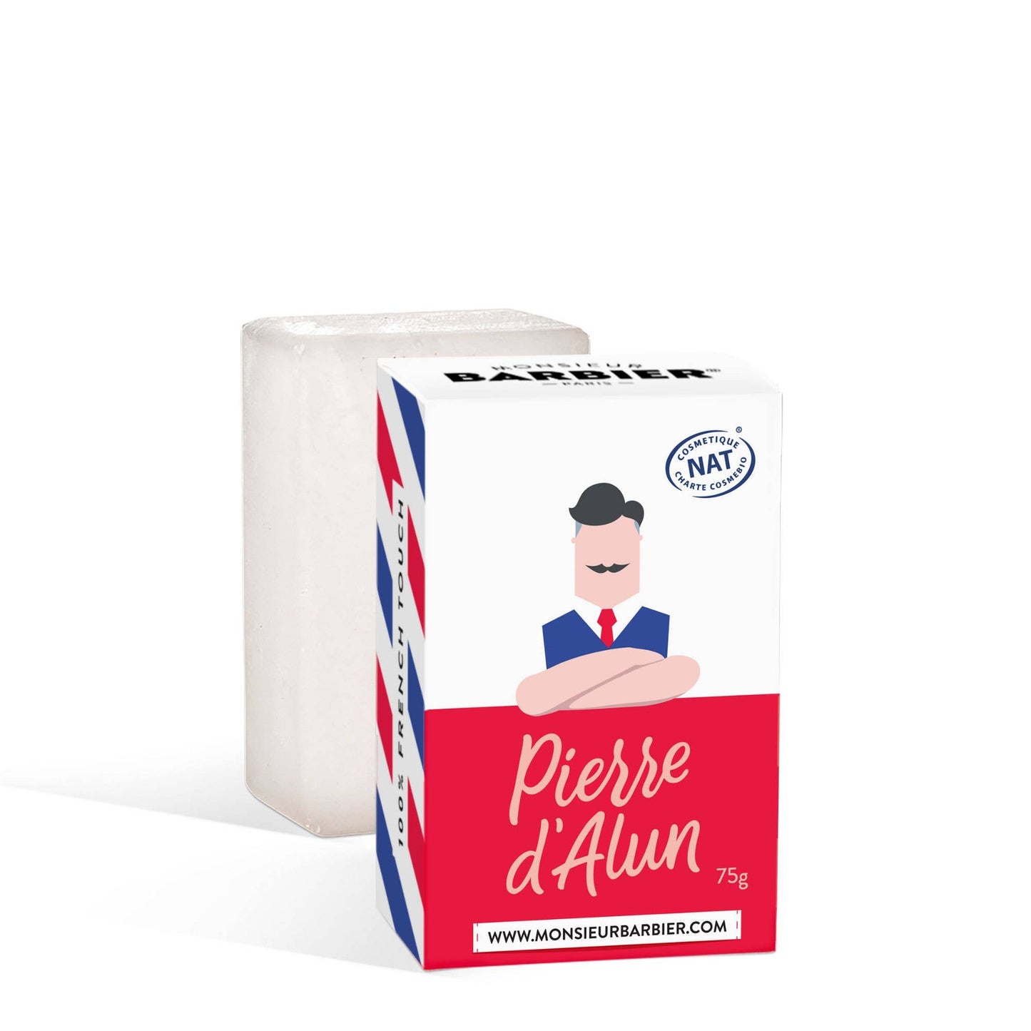 Pierre d’Alun Alaunstein von Monsieur Barbier aus Kaliumalaun – traditionelles Pflegeprodukt zur Beruhigung der Haut nach der Rasur, hergestellt in Frankreich