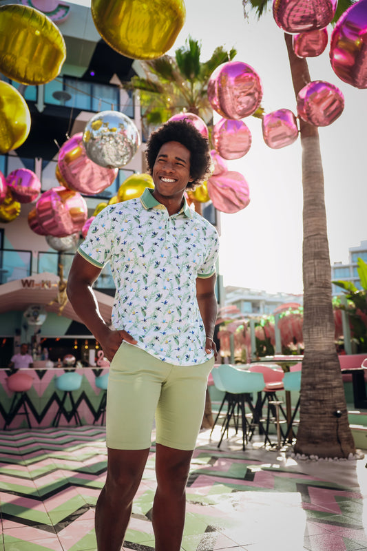 A Fish Named Fred Polo Hummingbird Floral Off-White