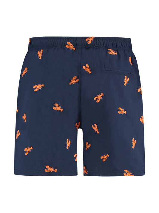A Fish Named Fred Badehose Lobster Embroidery Navy