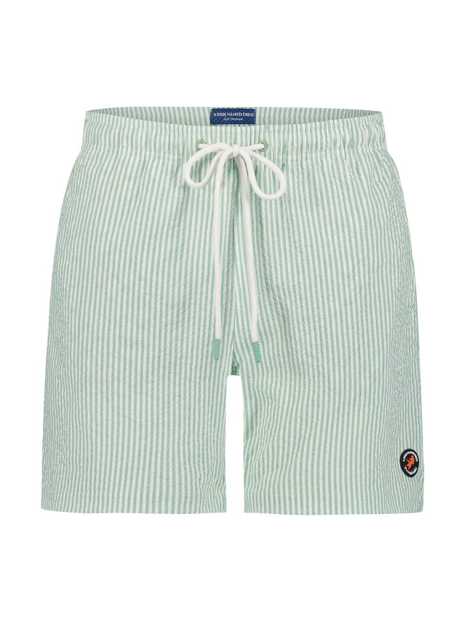 A Fish Named Fred Swimshort Seersucker Stripe Olive Green