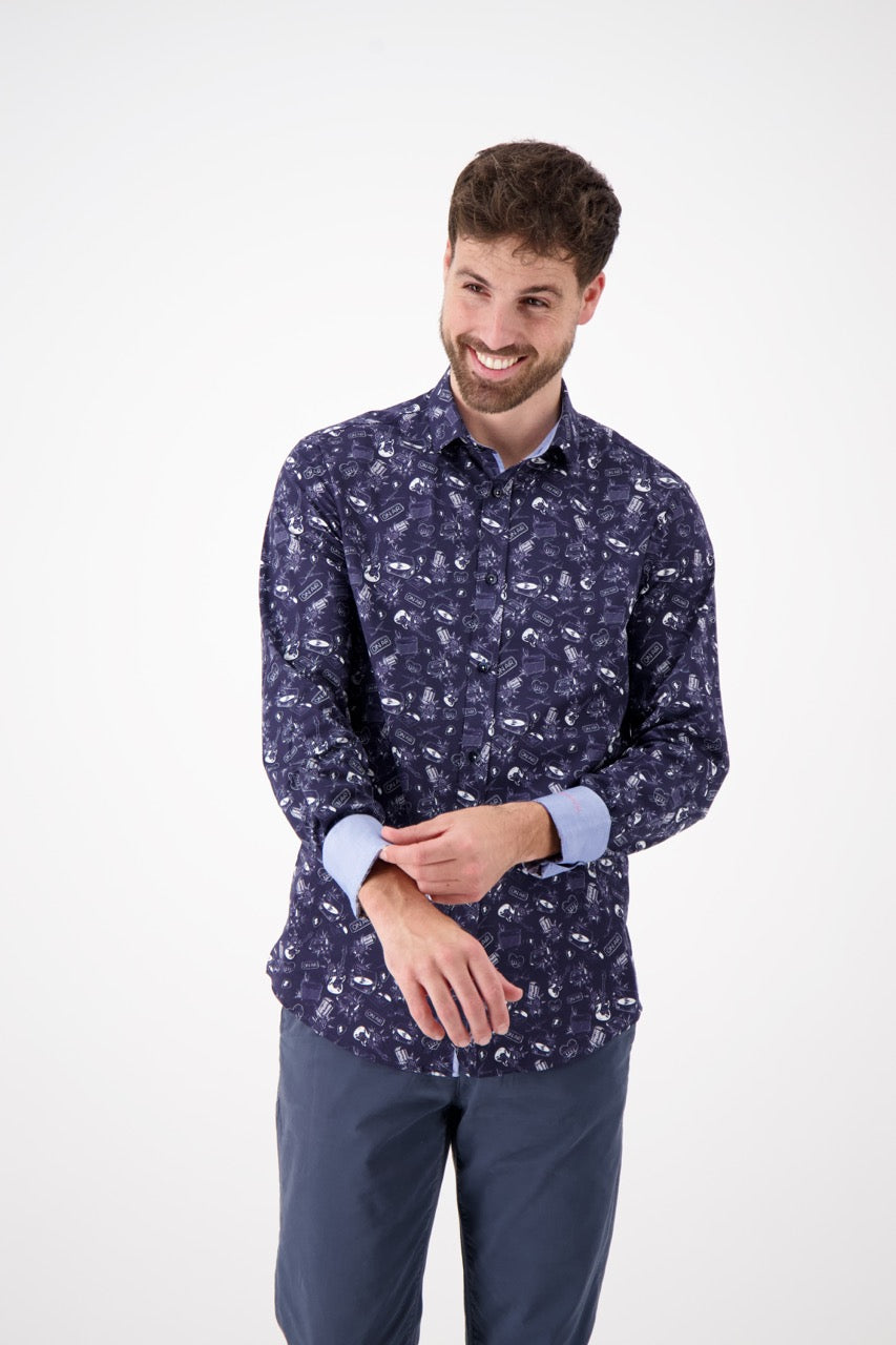 A Fish Named Fred Hemd Tattoo Rock & Roll Navy