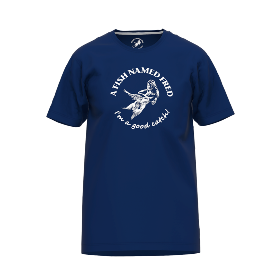 A Fish Named Fred Kurzarmshirt Rundhals Navi