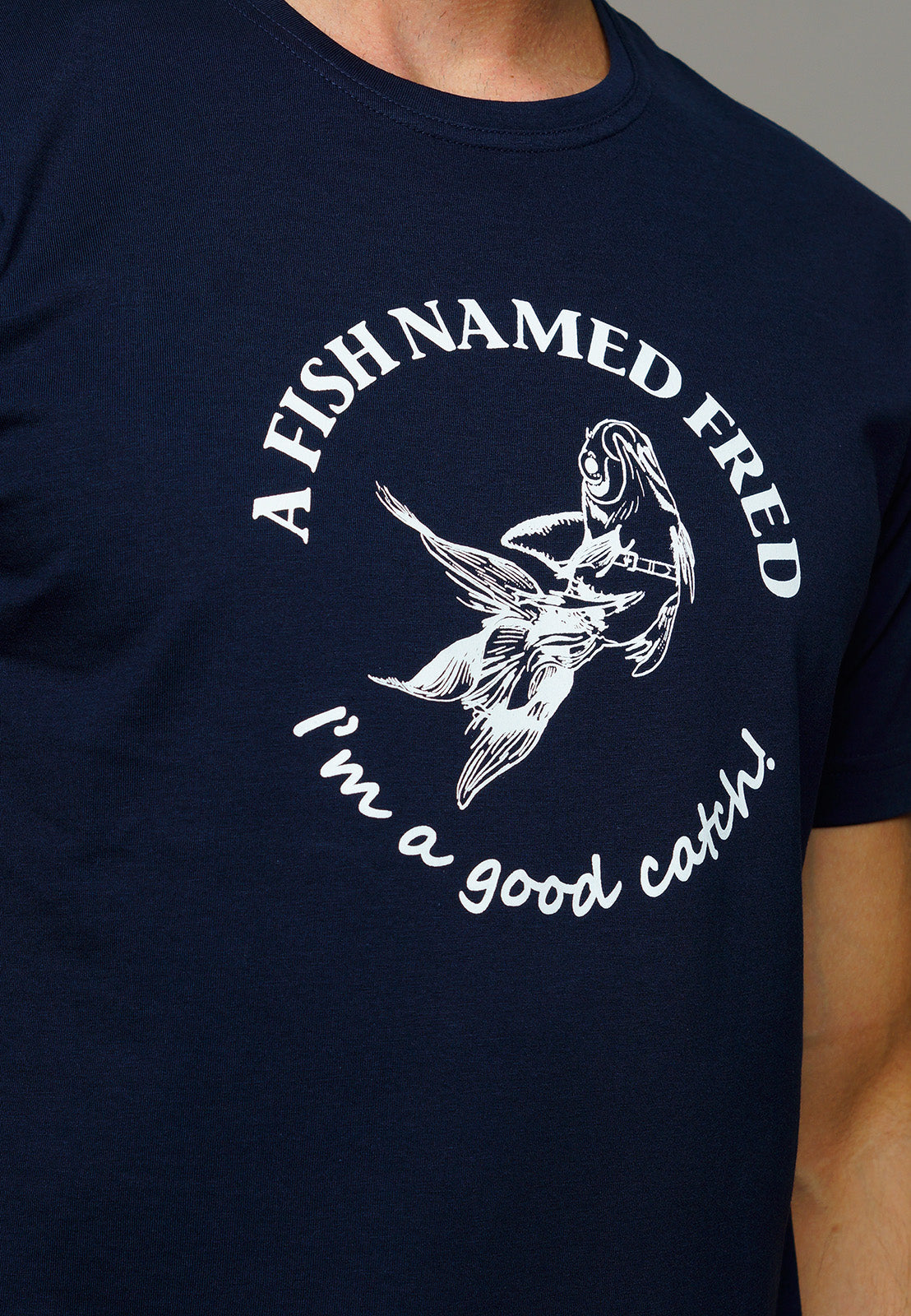 A Fish Named Fred Kurzarmshirt Rundhals Navi