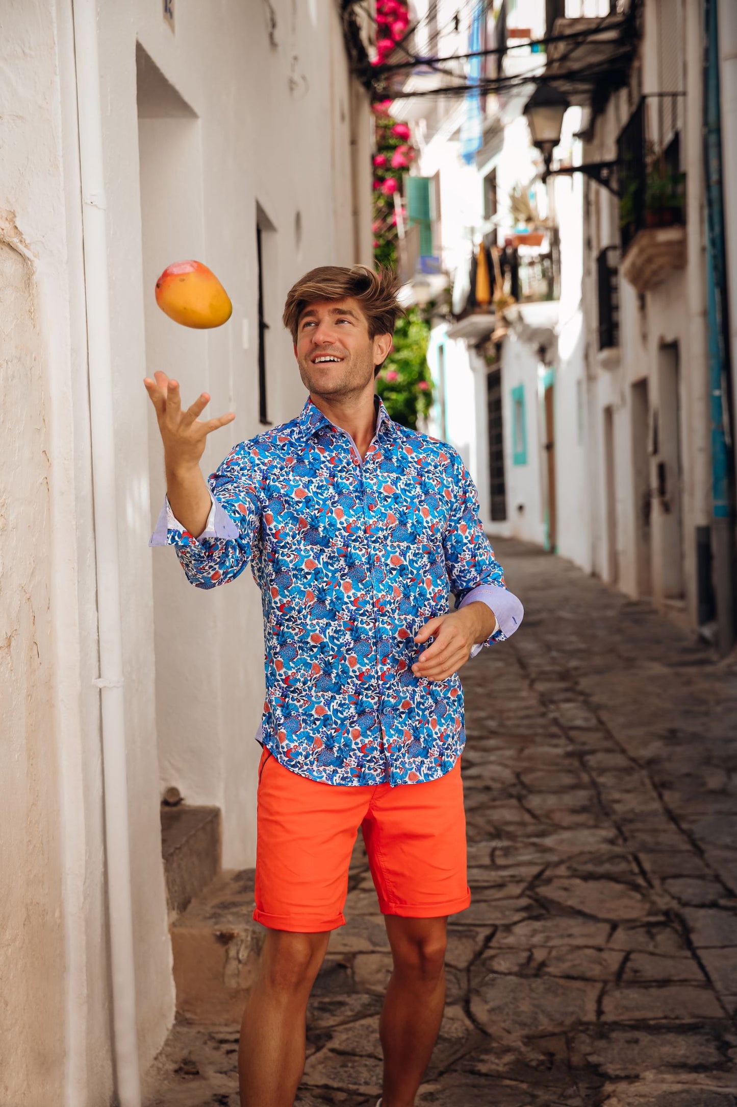 A Fish Named Fred Hemd Fruit Light Blue