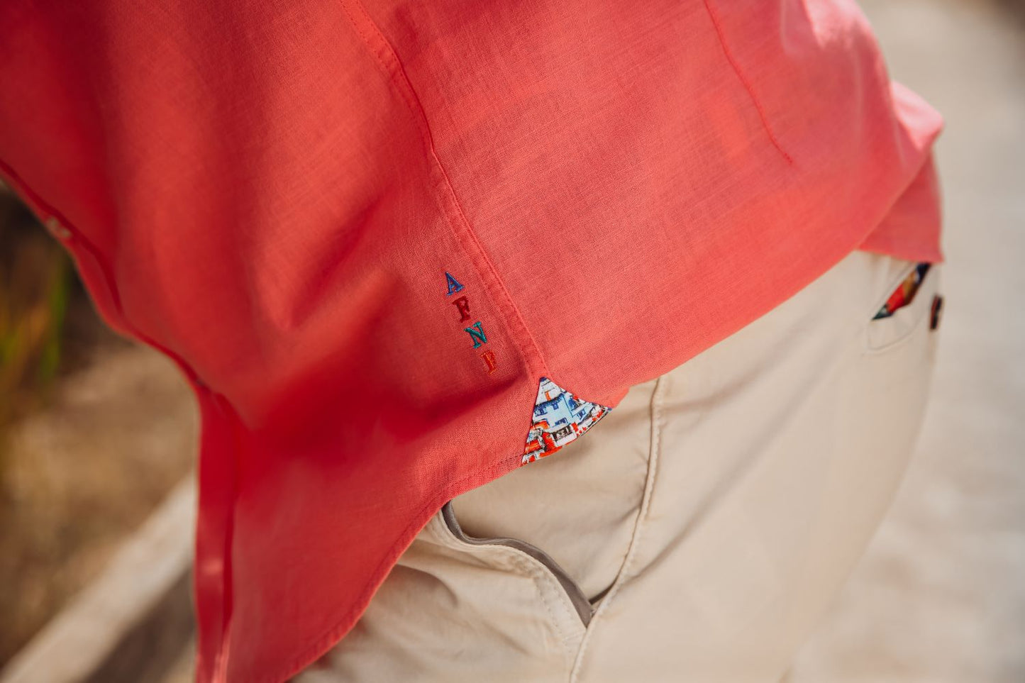 A Fish Named Fred Hemd Linen Coral