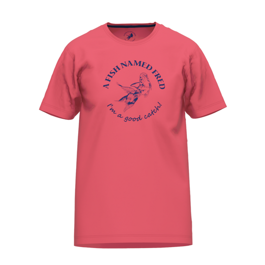 A Fish Named Fred Kurzarmshirt Rundhals Rot Uni