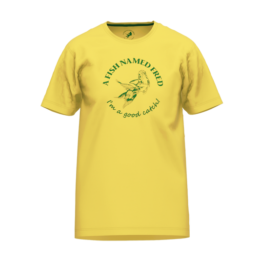 A Fish Named Fred Kurzarmshirt Rundhals Gelb Uni
