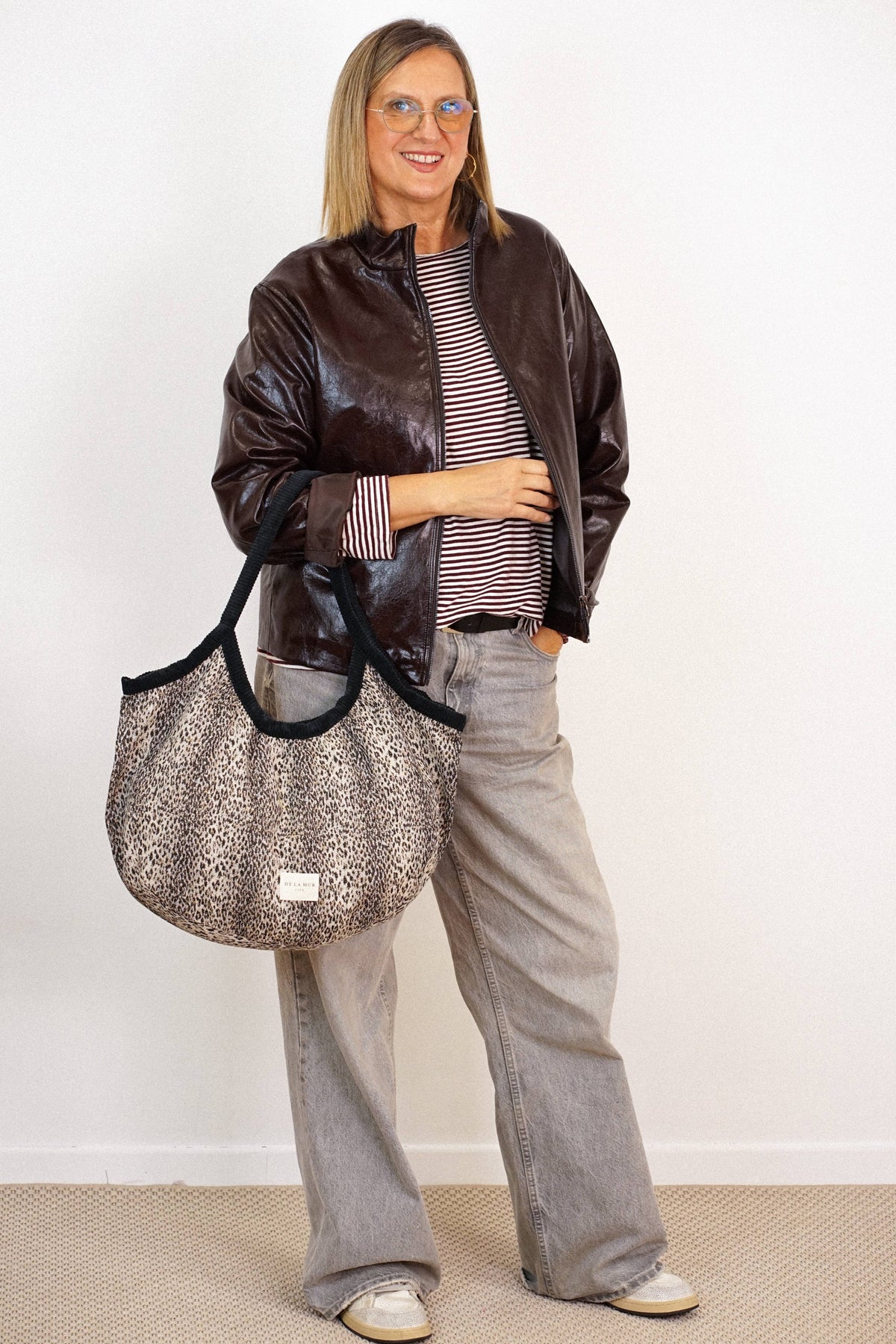De La Mur Leo Paspeltasche aus Leoparden-Jacquard