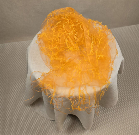 Vintage-Organza-Schal in leuchtendem Orange mit Fransenstruktur