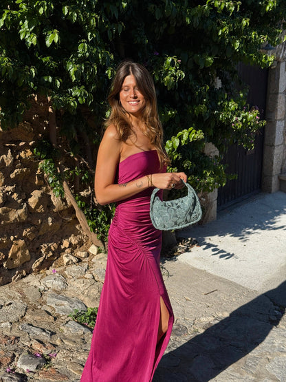 De La Mur Cesca ovale Abendtasche aus strukturiertem Stoff in gedecktem Grün