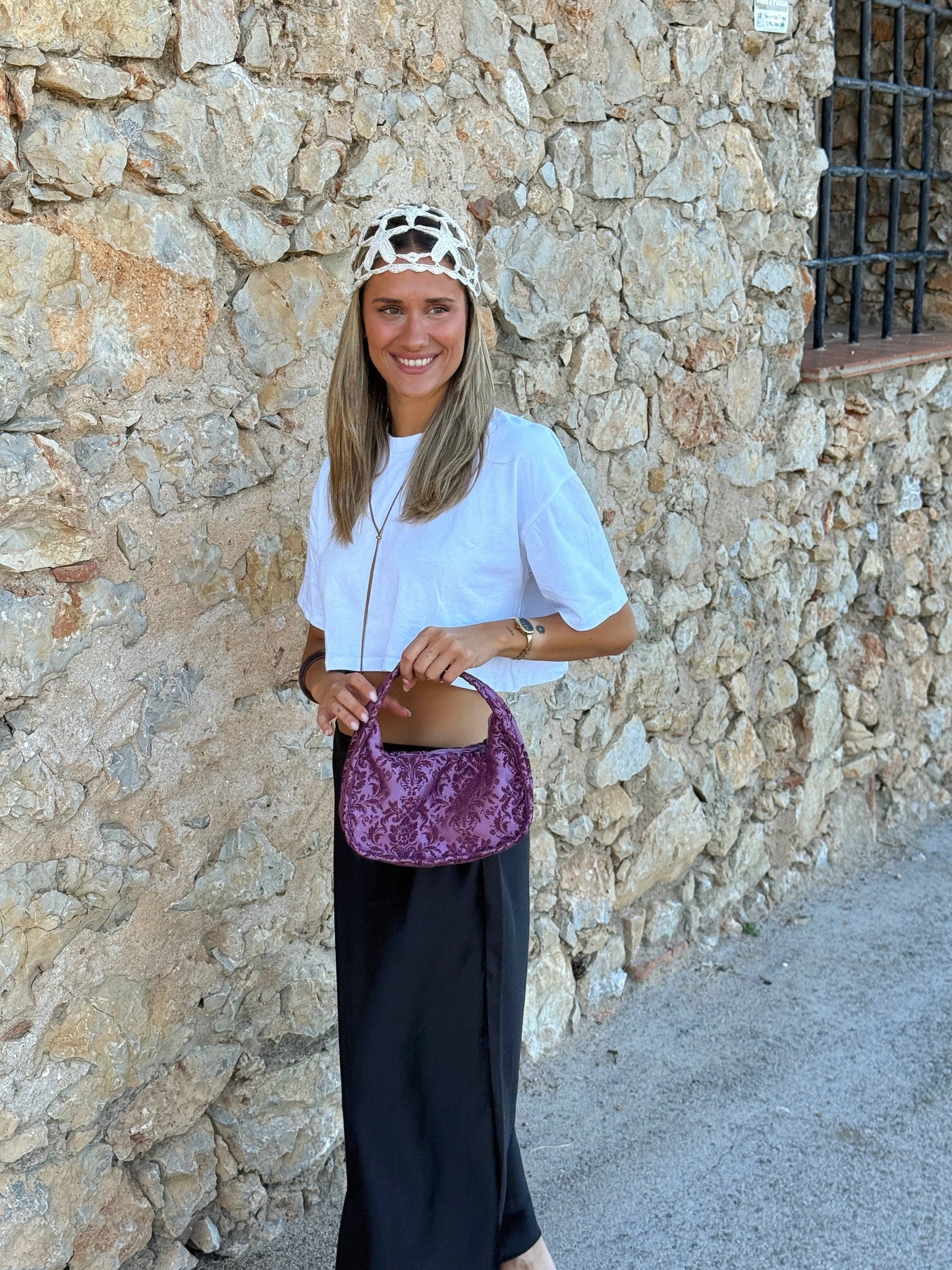 De La Mur – ovale Abendtasche in Violett