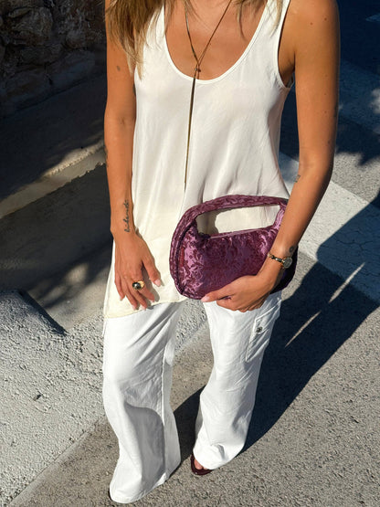 De La Mur – ovale Abendtasche in Violett