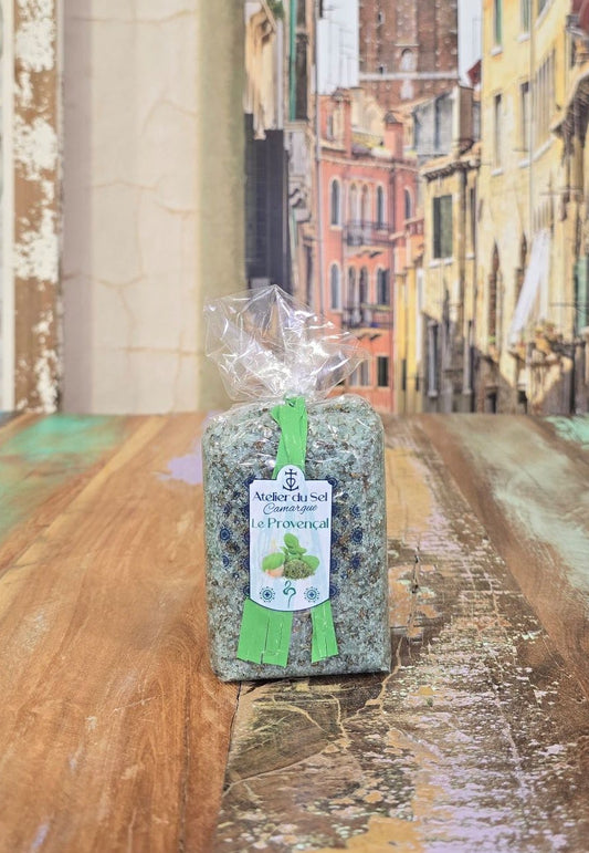 Atelier du Sel Camargue Le Provençal Nachfüllpackung – Meersalz mit Knoblauch und Basilikum aus der Camargue 300 g