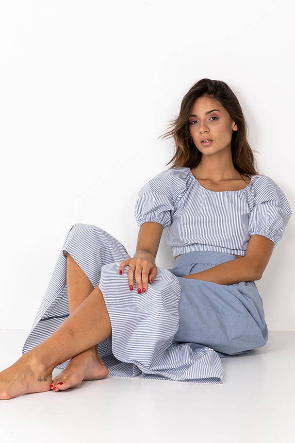 gestreiftes Baumwoll Crop Top aus Öko-Tex zertifizierter Baumwolle – Vorderansicht