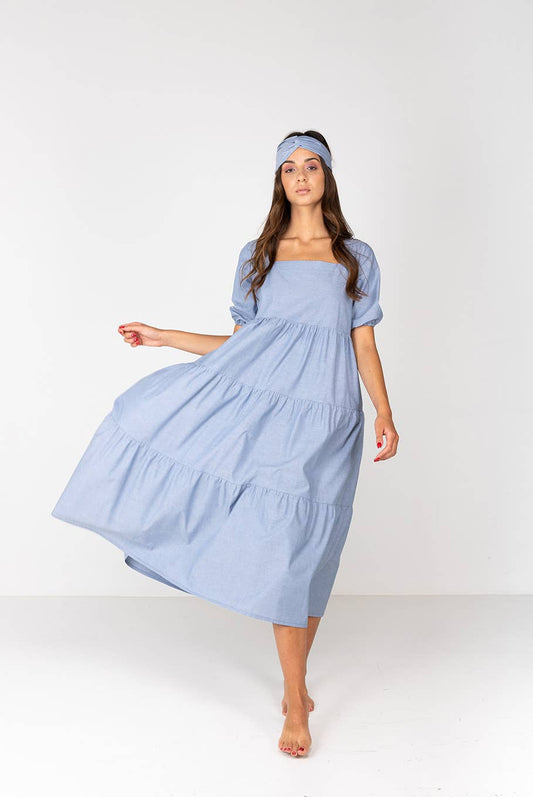 Detail des Baumwollkleids aus Öko-Tex Baumwolle mit Volant am Saum