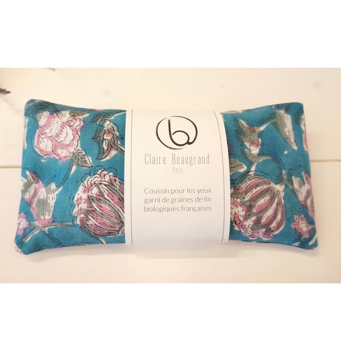 Bio Augenkissen mit französischen Leinsamen und abnehmbarem Baumwollbezug im floralen Muster Nr. 72. Handgefertigt und ideal für Entspannung, Meditation und kleine Auszeiten.