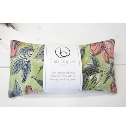 Bio Augenkissen mit französischen Leinsamen und abnehmbarem Baumwollbezug im floralen Muster Nr. 76. Handgefertigt und ideal für Entspannung, Meditation und kleine Auszeiten.