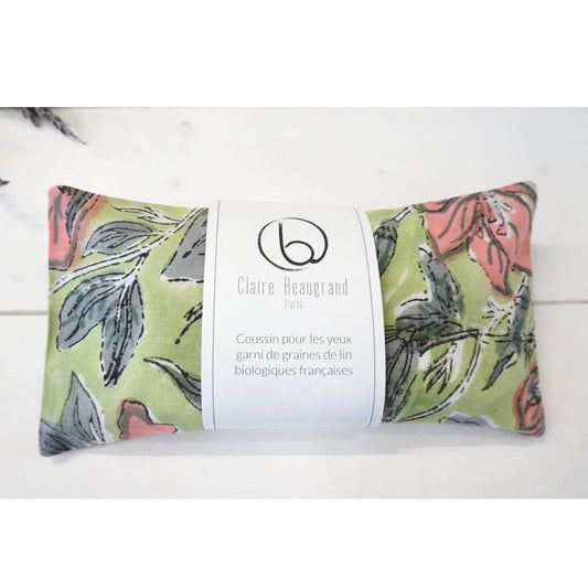 Bio Augenkissen mit französischen Leinsamen und abnehmbarem Baumwollbezug im floralen Muster Nr. 76. Handgefertigt und ideal für Entspannung, Meditation und kleine Auszeiten.