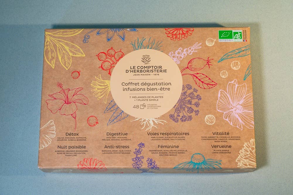 Bio-Kräutertee-Auswahlbox mit 48 Teebeuteln – Le Comptoir d’Herboristerie