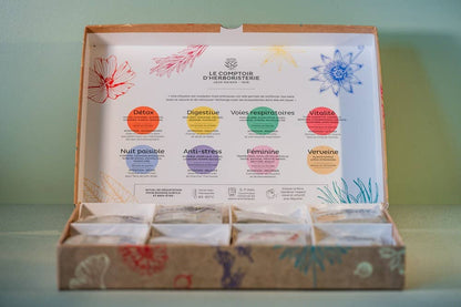 Bio-Kräutertee-Auswahlbox mit 48 Teebeuteln – Le Comptoir d’Herboristerie
