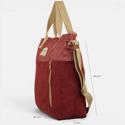 De La Mur Arde große Cord Schultertasche in Bordeaux