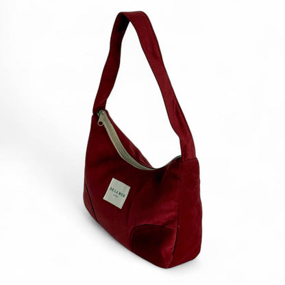 De La Mur Bore Schultertasche aus bordeauxrotem Samt
