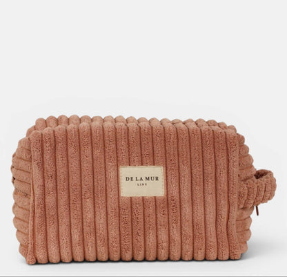 Mittelgroße Kosmetiktasche Crepe von De La Mur aus rosa Breitcord mit seitlichem Tragegriff
