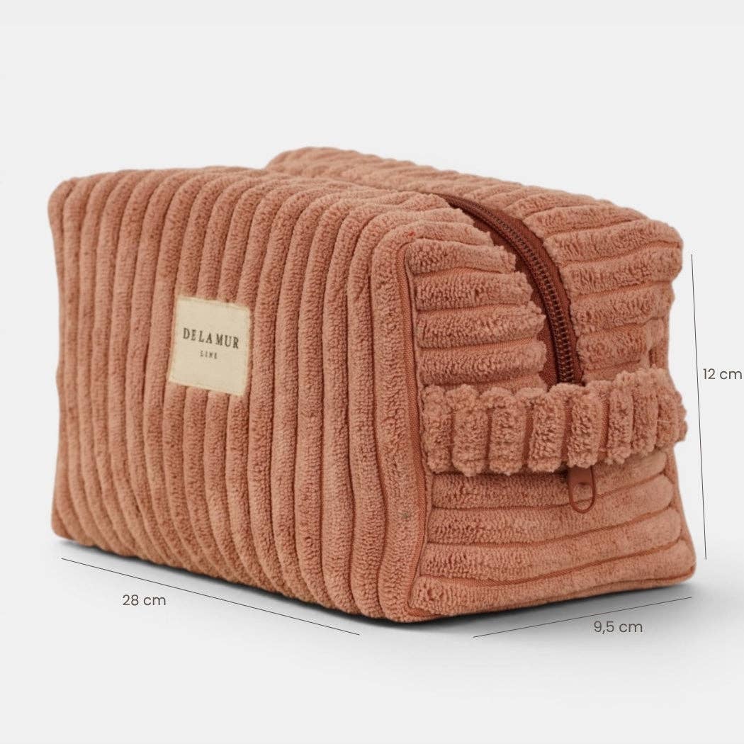 Mittelgroße De La Mur Crepe Kosmetiktasche aus rosa Breitcord