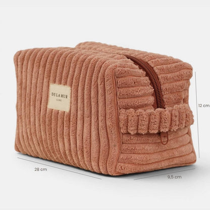Mittelgroße De La Mur Crepe Kosmetiktasche aus rosa Breitcord