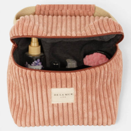 Große De La Mur Crêpe Kosmetiktasche aus rosa Cord