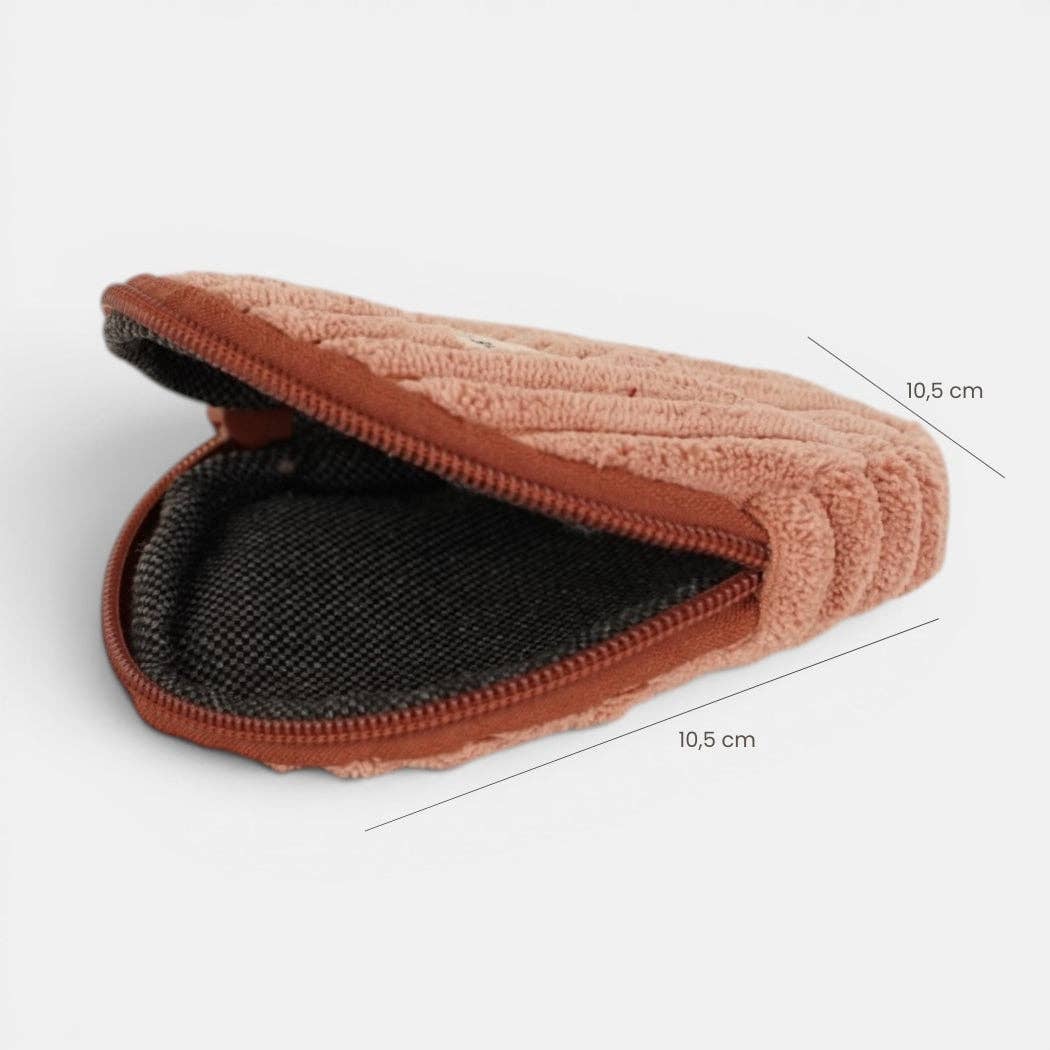 De La Mur Crepe rundes Münzetui aus rosa Cord
