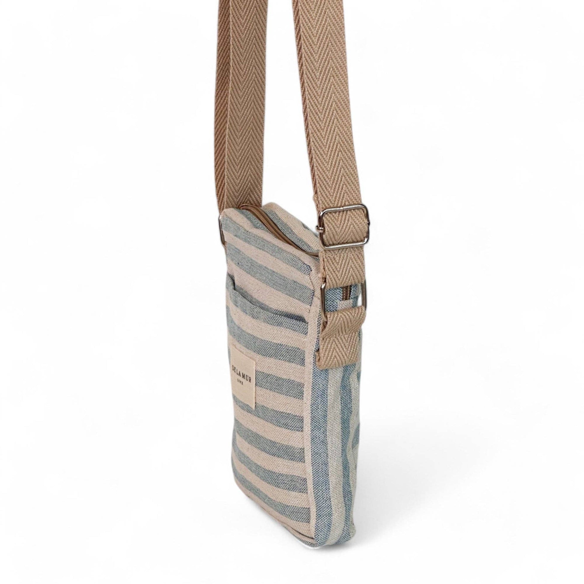 De La Mur Crossbody Tasche Lur mit Streifenmuster, Seitenansicht
