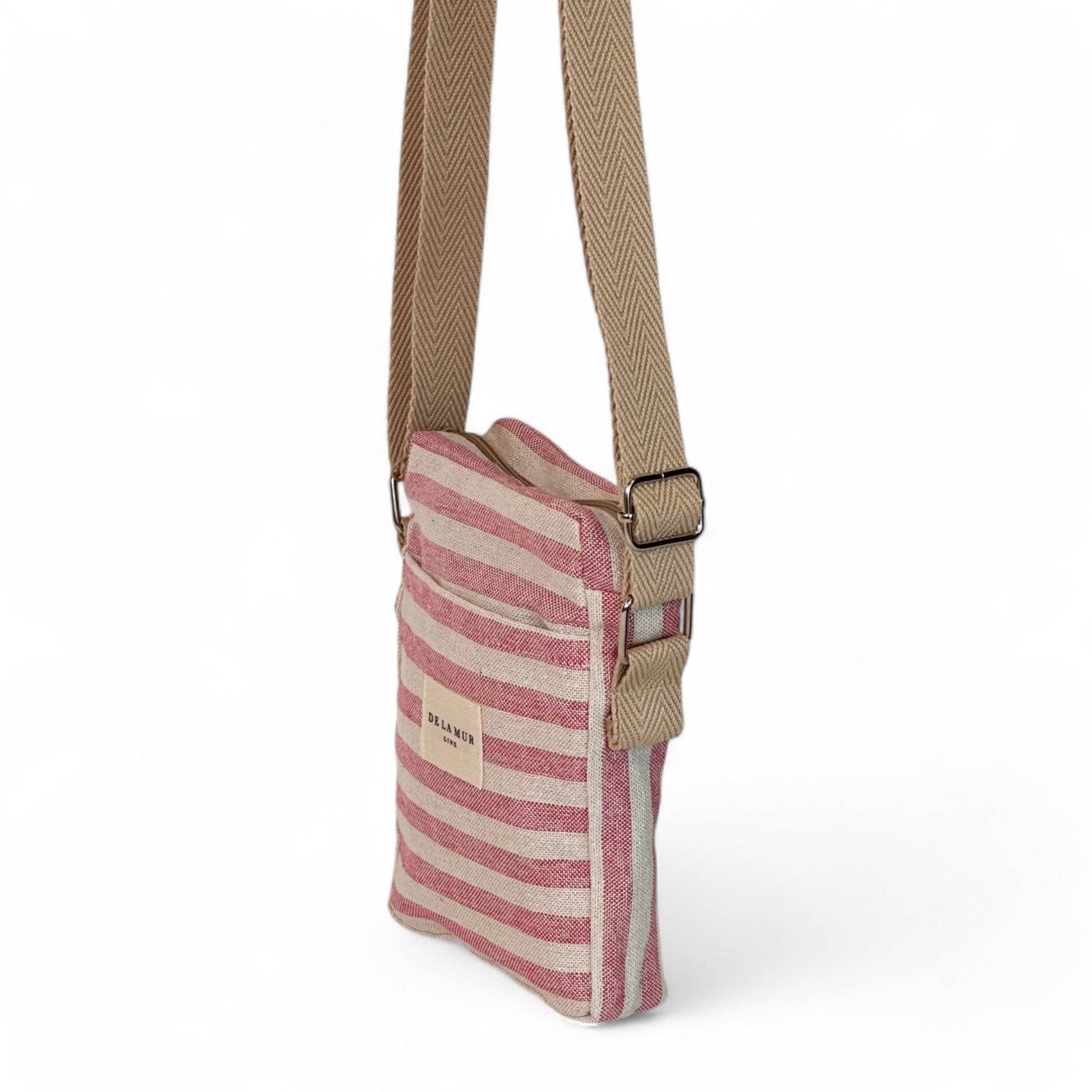 De La Mur Crossbody Tasche Rex mit Streifenmuster, Seitenansicht