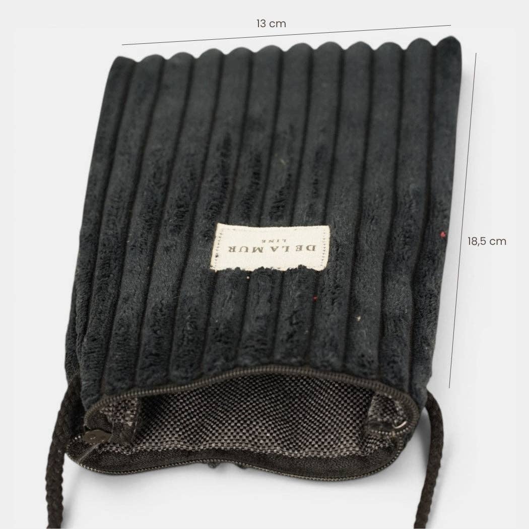 De La Mur Curly Handytasche aus schwarzem Breitcord