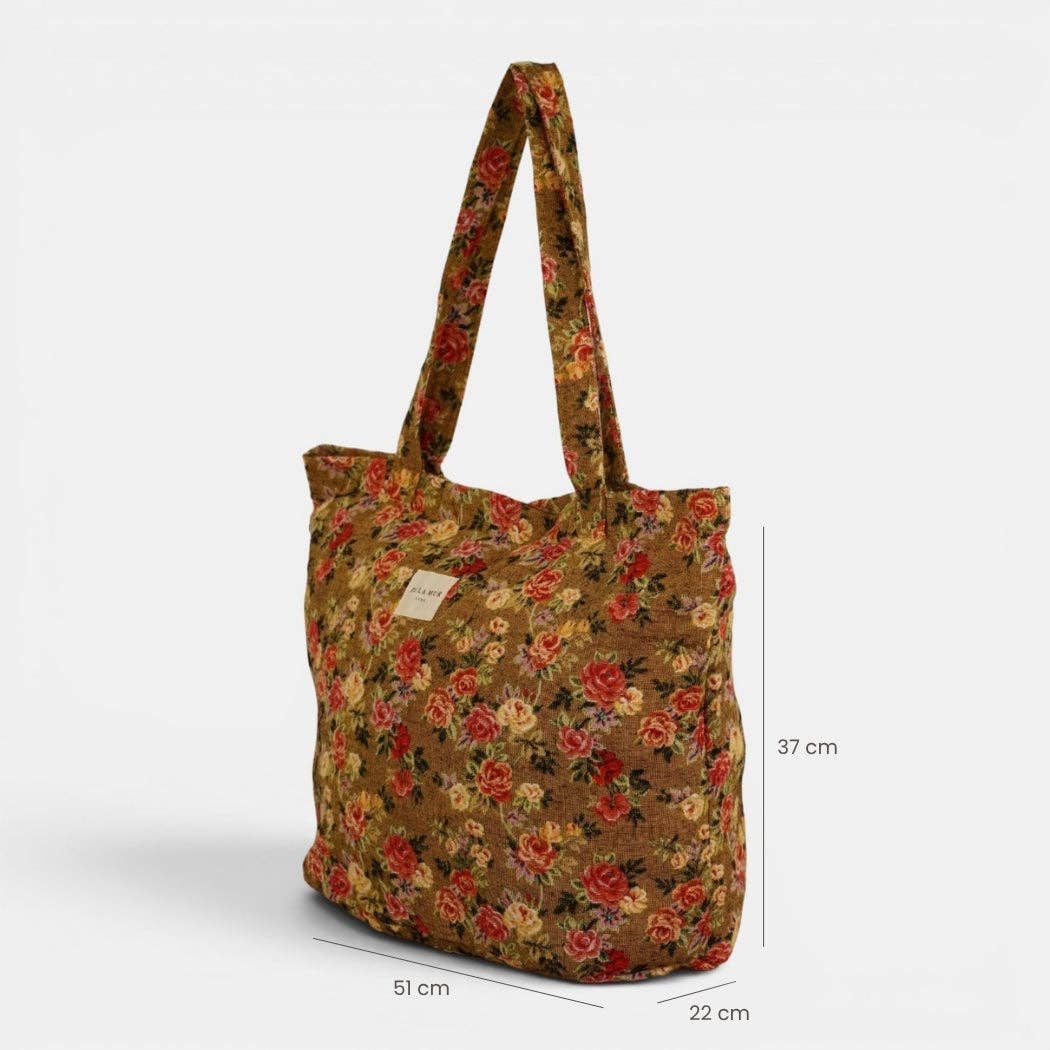 De La Mur Esme großer Shopper in Senfgelb mit Blumenmuster