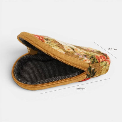 De La Mur Esme rundes Münzetui – floraler Jacquard in Senfgelb