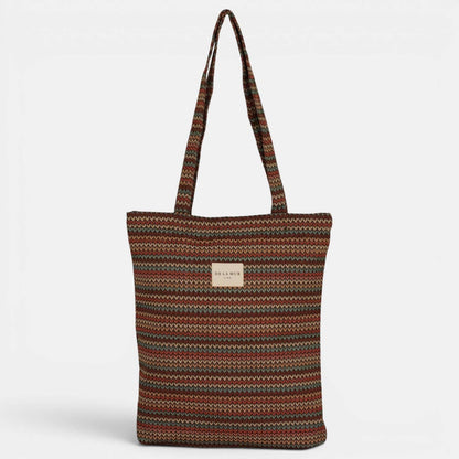 kleine Fron Schultertasche mit mehrfarbigem Streifenmuster

