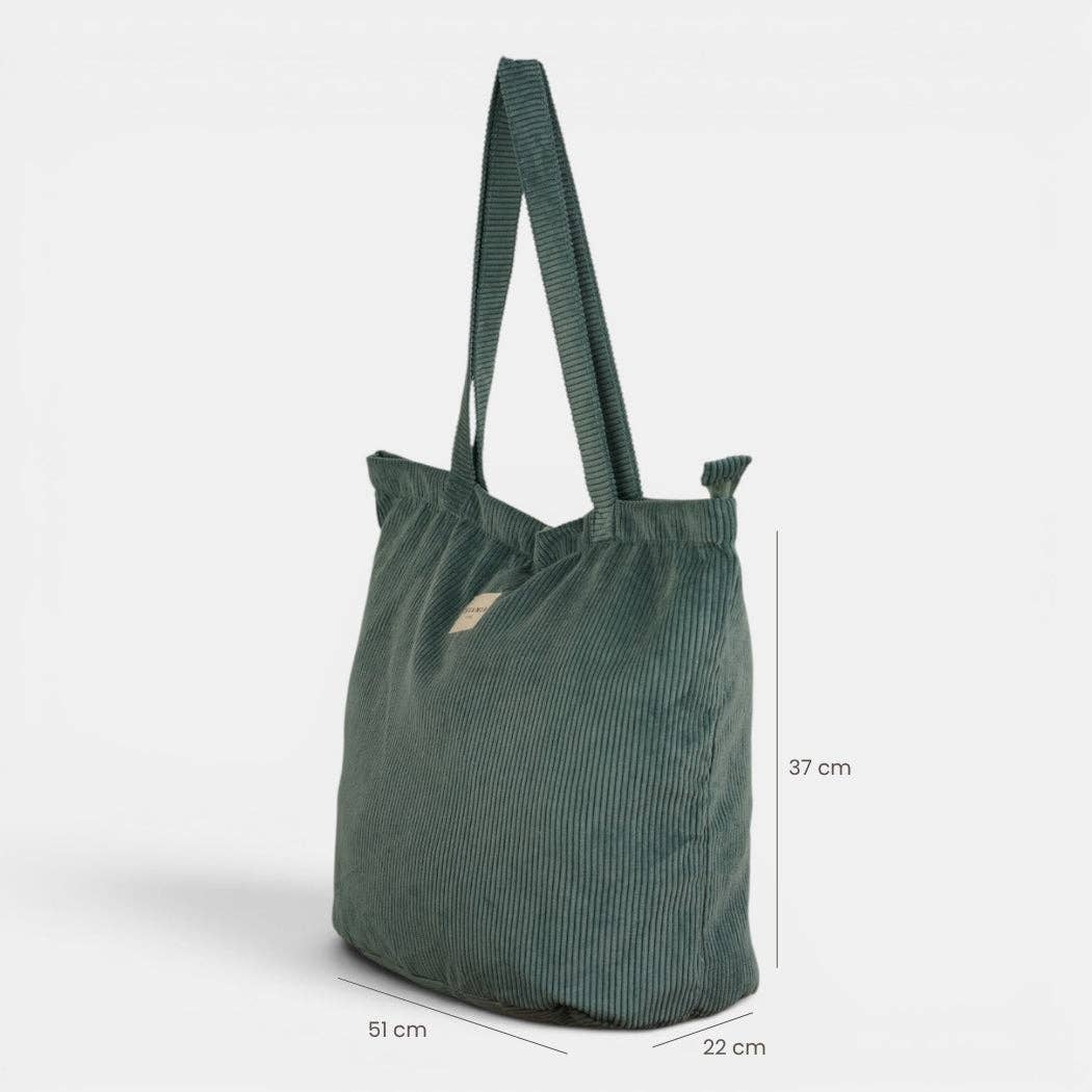 De La Mur Jade großer Cord Shopper in Blaugrün