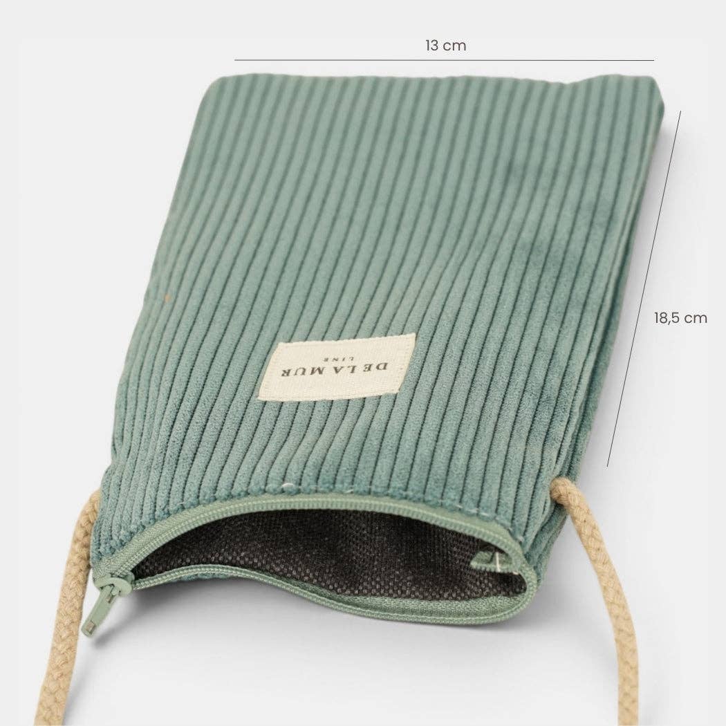 Kleine De La Mur Jade Handytasche aus blaugrünem Cord